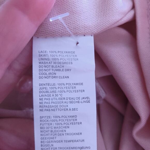 New BooHoo Lace Dress Size 8 Blush Pink Long Sleeve Boho Balletcore Romantic - Picture 6 of 7